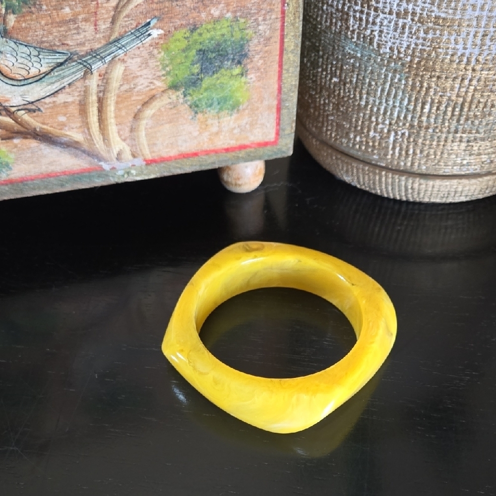 Vibrant Yellow Square Bangle Bracelet